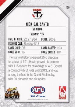2011 Select AFL Champions #150 Nick Dal Santo Back